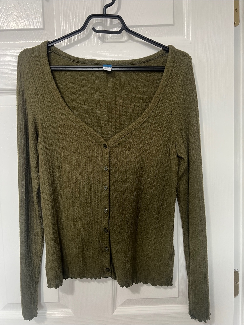 Old Navy Olive Green Ribbed Button-Front